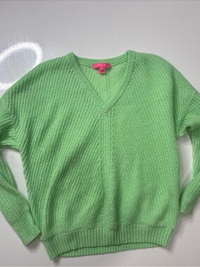 Lilly Pulitzer Sweater Womens M Relaxed Green Knit Wool Blend Sweater A030626